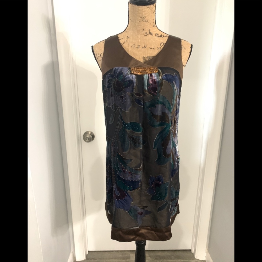 Hale Bob Silk Velvet Beaded Dress